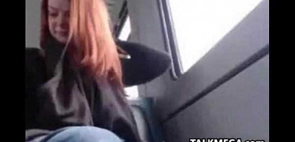  Naughty Redhead Flashes On A Train